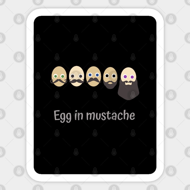 Egg in mustache Sticker by Prince